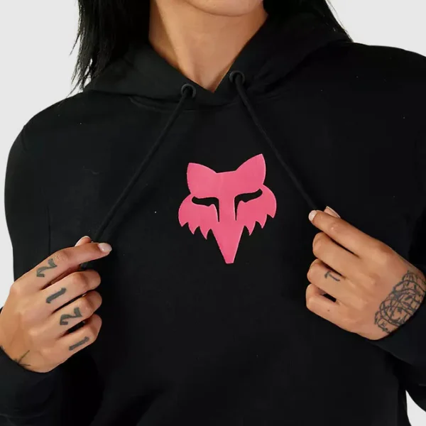 Poleron Lifestyle Mujer Canguro Fox Head Negro/Rosado Fox - Imagen 3