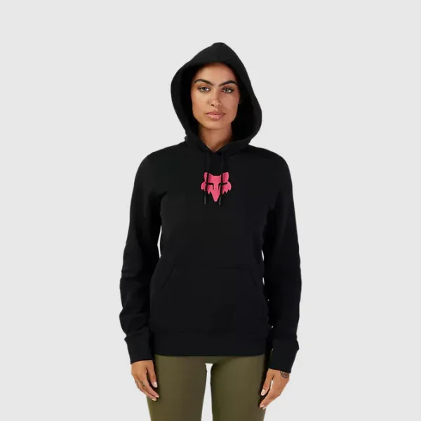 Poleron Lifestyle Mujer Canguro Fox Head Negro/Rosado Fox - Imagen 4
