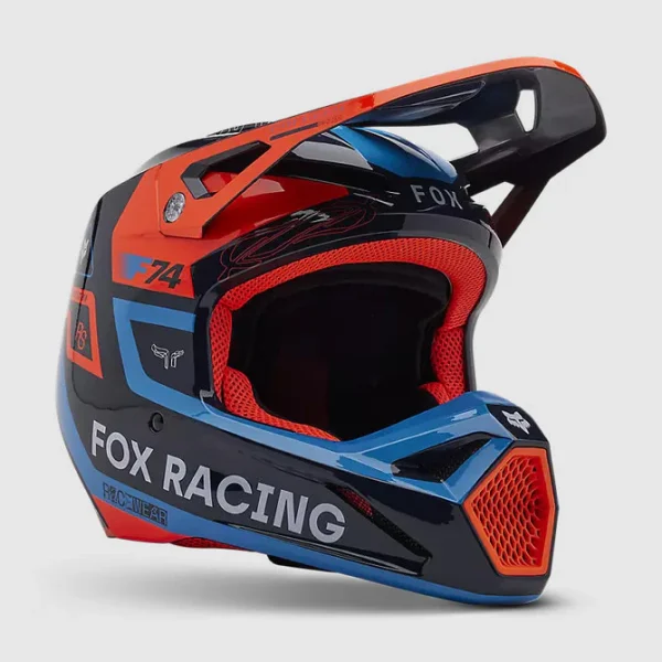 Casco Moto V1 Race Spec Azul Marino Fox