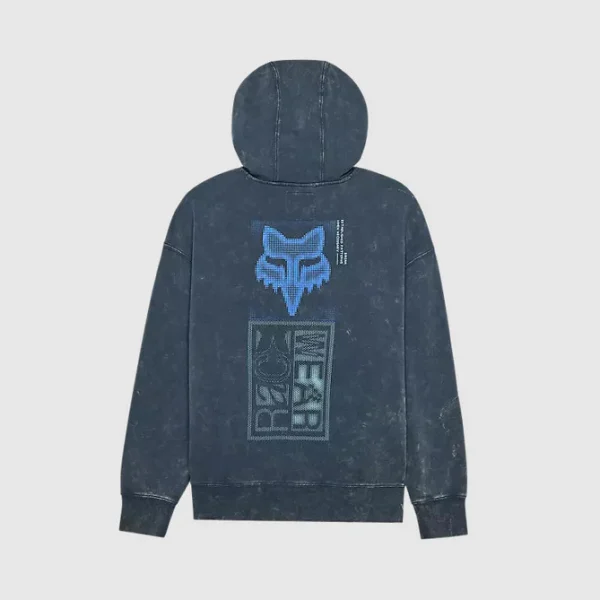 Poleron Lifestyle Canguro Throttle Oversized Azul Fox - Imagen 2