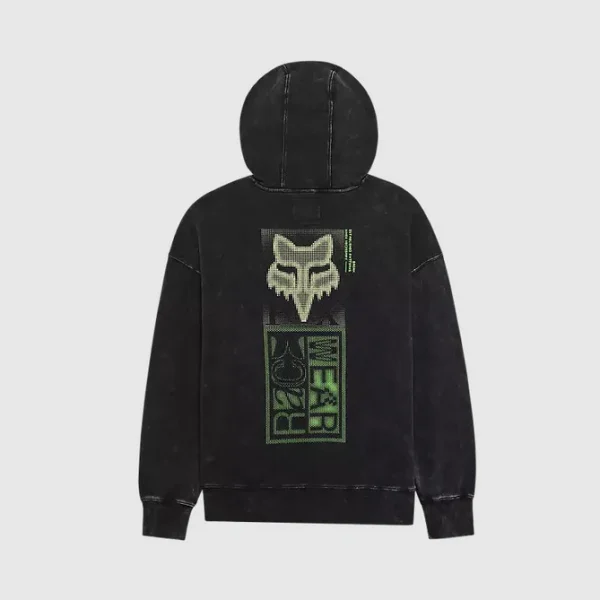 Poleron Lifestyle Canguro Throttle Oversized Negro Fox - Imagen 2