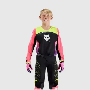 180 Traje Moto Niño Elevated Negro/Rosado Fox
