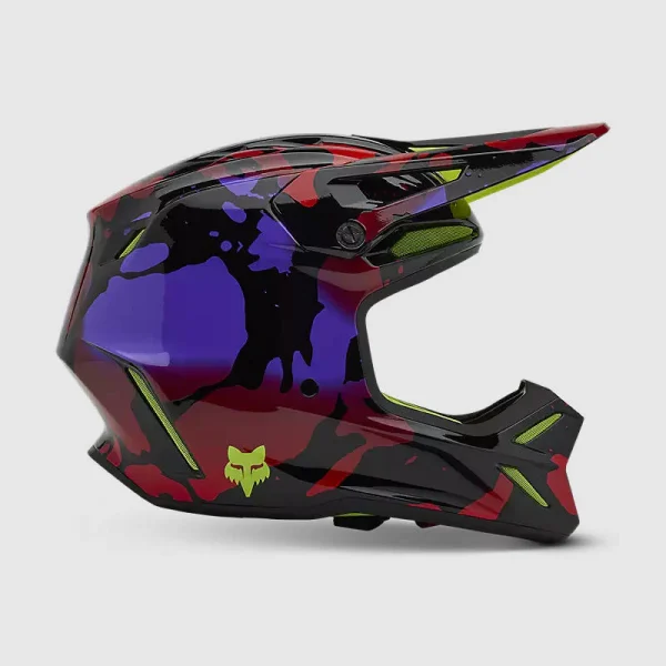 Casco Moto V3 Throttle Amarillo/Negro Fox