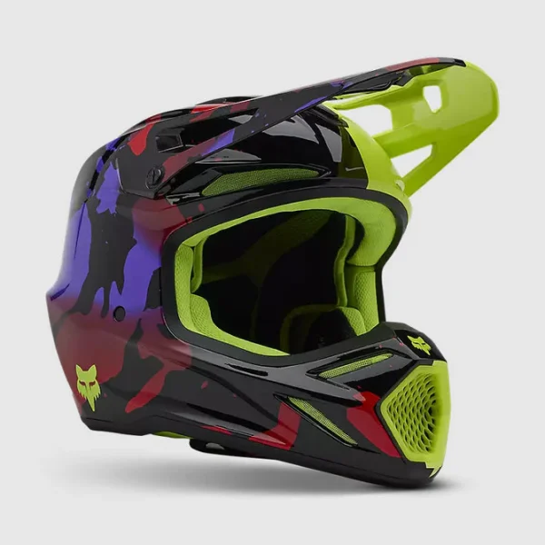 Casco Moto V3 Throttle Amarillo/Negro Fox - Imagen 2