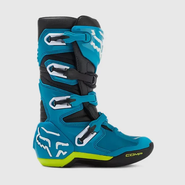 Botas Moto Niño Comp Celeste/Amarillo Fox - Imagen 2