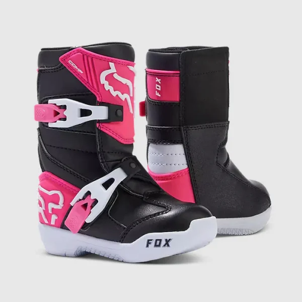 Botas Moto Infantil Comp Negro/Rosado Fox