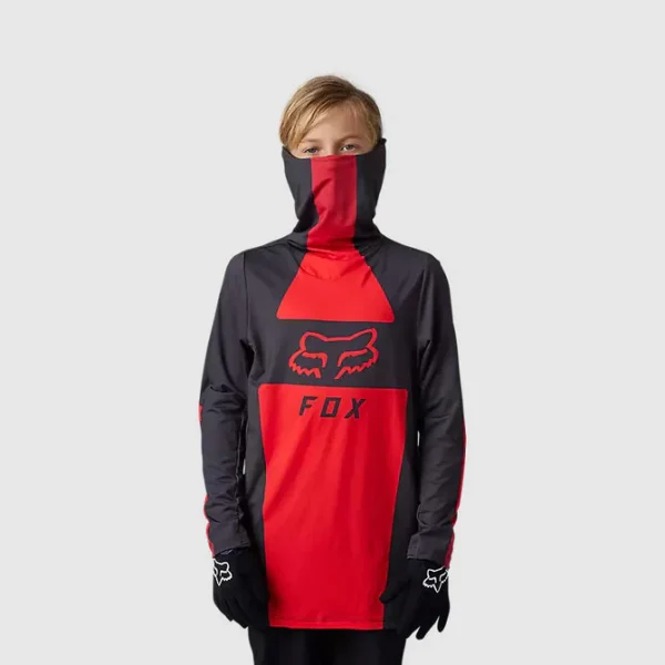 Polera Moto Niño Ranger Drive Krux SXS Con Cuello Rojo Fox - Imagen 2