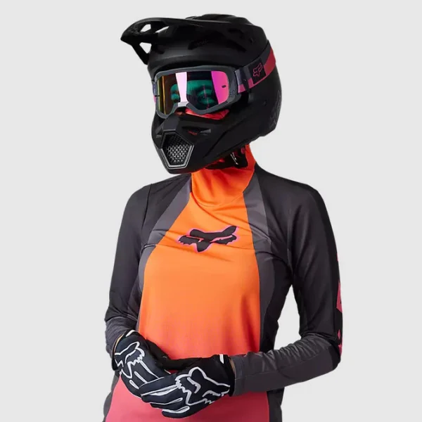 Polera Moto Mujer Ranger Drive Krux SXS Con Cuello Naranjo Fox - Imagen 3
