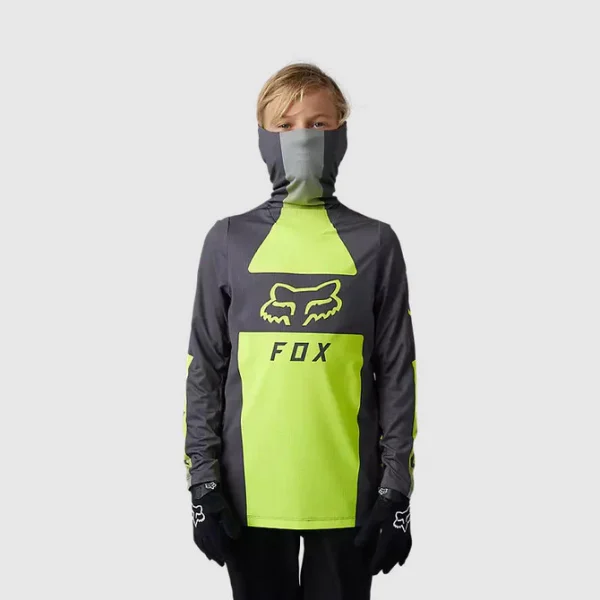 Polera Moto Niño Ranger Drive Krux SXS Con Cuello Amarillo Fluor Fox - Imagen 2