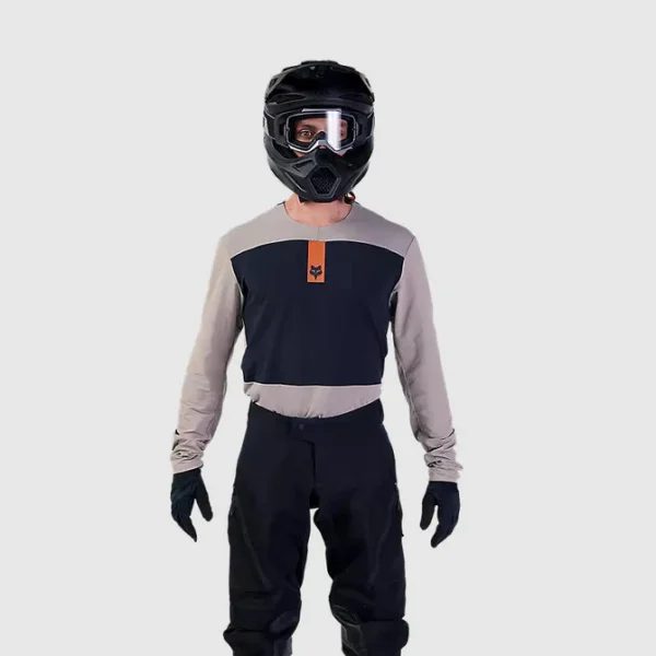 Polera Moto Defend Off Road Manga Larga Cafe Claro Fox - Imagen 2