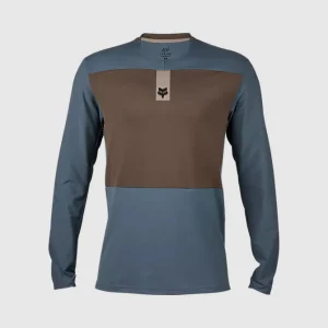 Polera Moto Defend Off Road Manga Larga Azul Acero Fox