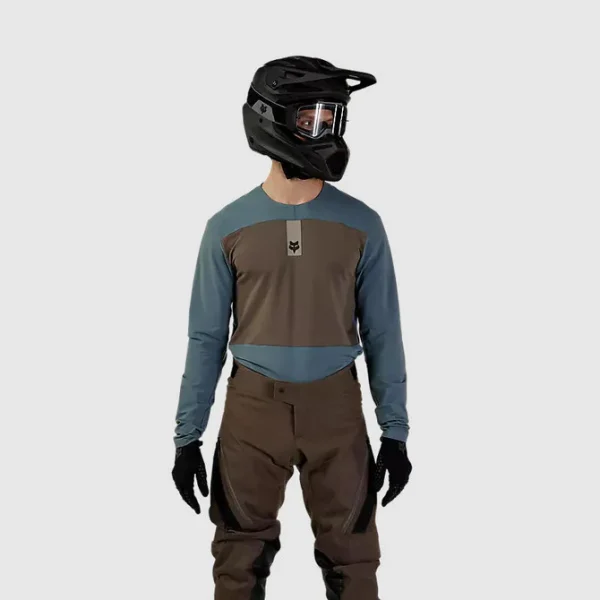 Polera Moto Defend Off Road Manga Larga Azul Acero Fox - Imagen 2