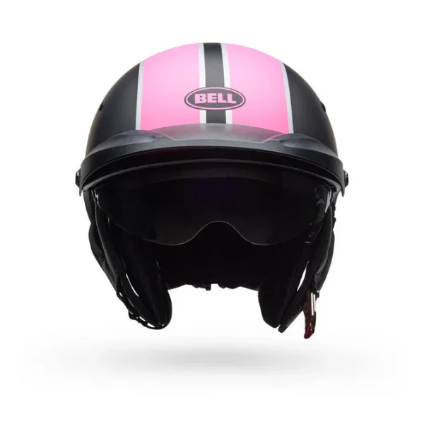 Casco Moto Calle Pit Boss Negro/Rosado Mate Certificado QR Bell - Imagen 2