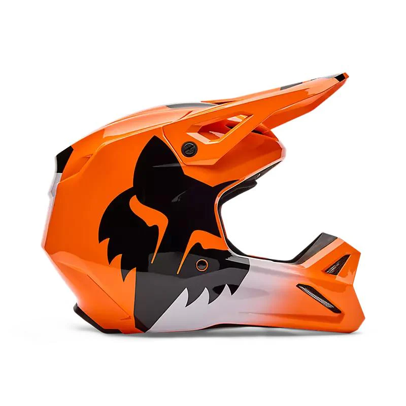 Casco Moto V1 Shield Naranjo Fox