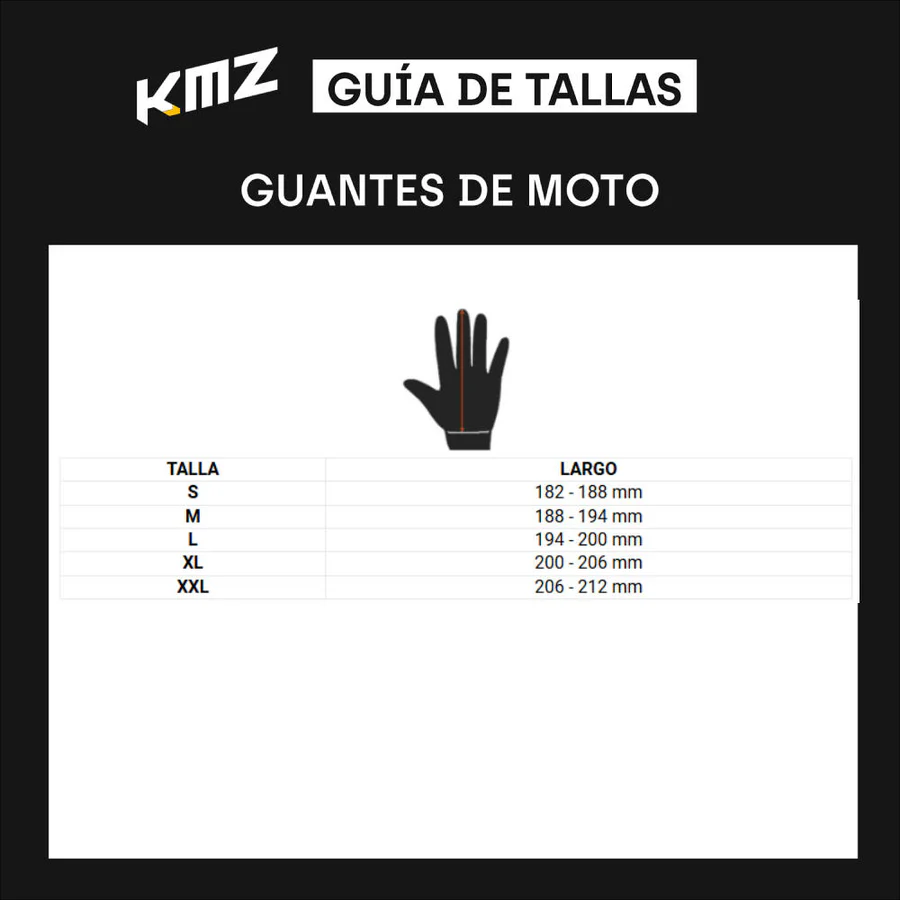 Guantes Moto Calle Leather II Negro Kmz - Imagen 2